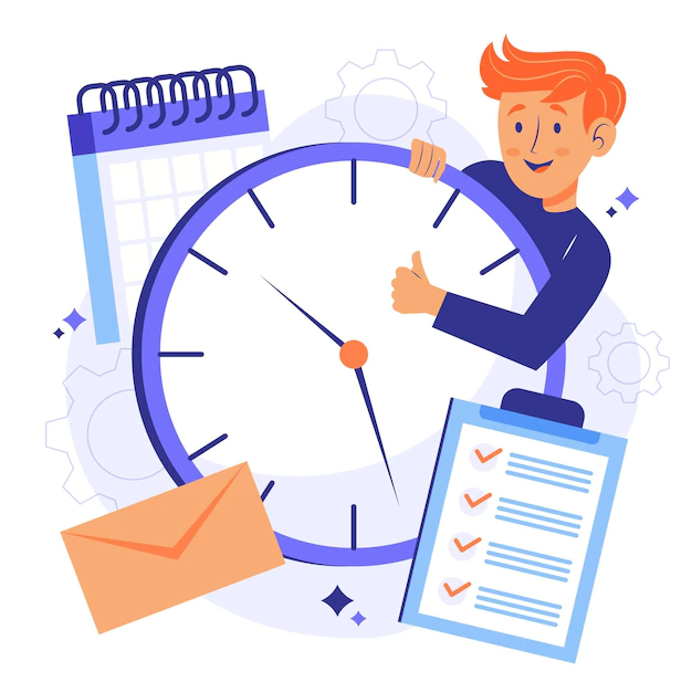 Free Vector | Man holding a clock time management concept