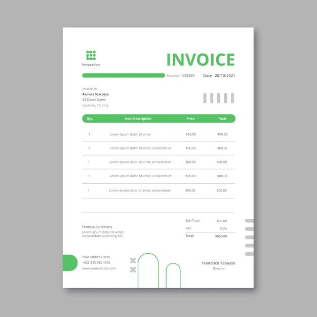 Free Vector | Marketing business vertical invoice template