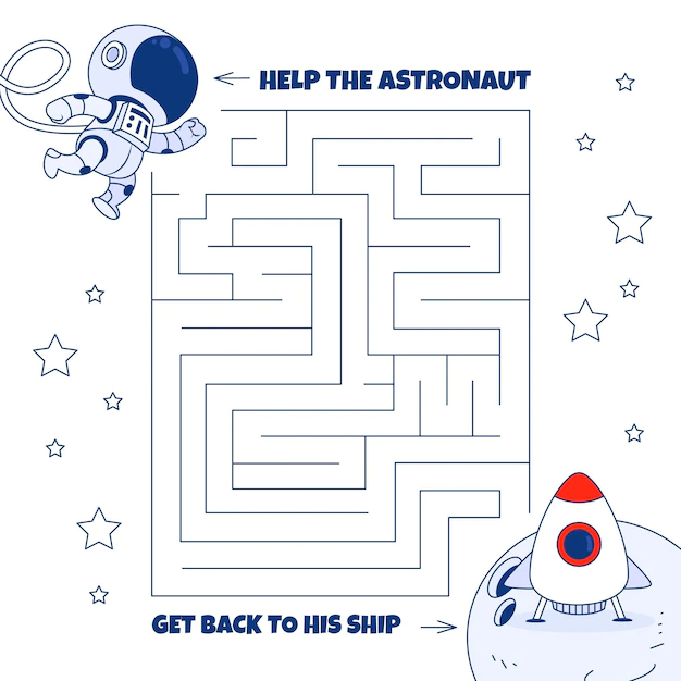 Free Vector | Maze for kids with space elements