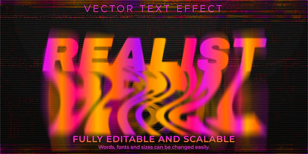 Free Vector | Melted glitch text effect, editable abstract and realist text style