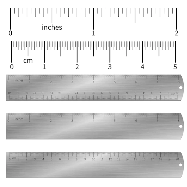 Free Vector | Metric imperial and decimal inch rulers set.