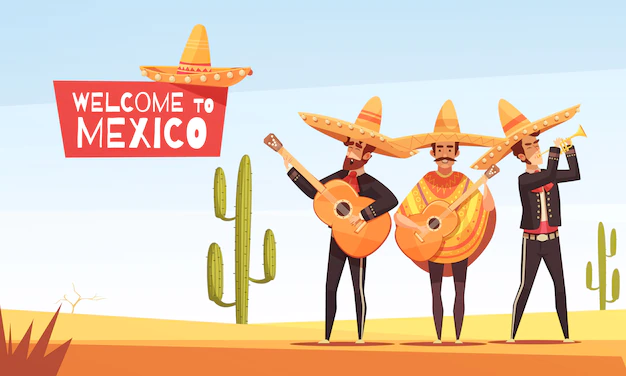 Free Vector | Mexican musicians illustration