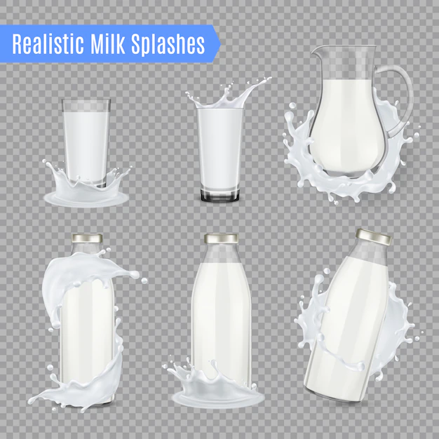 Free Vector | Milk splashes realistic set