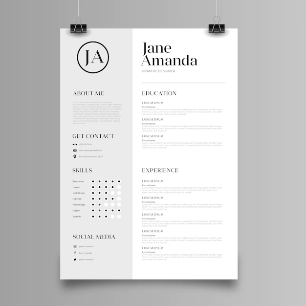 Free Vector | Minimalist cv template design