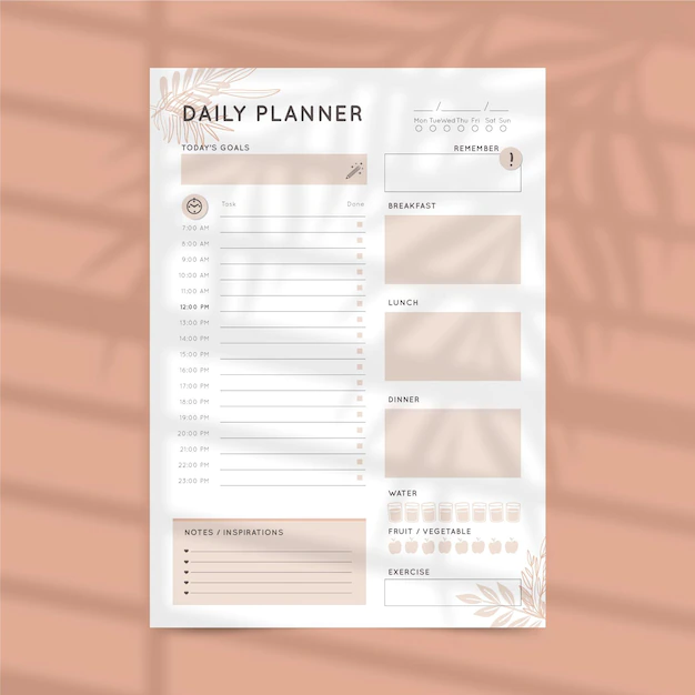 Free Vector | Minimalist daily planner template