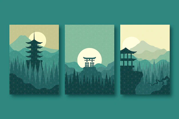 Free Vector | Minimalist japanese cover collection concept