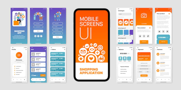 Free Vector | Mobile screens set with user interface of shopping application isolated flat