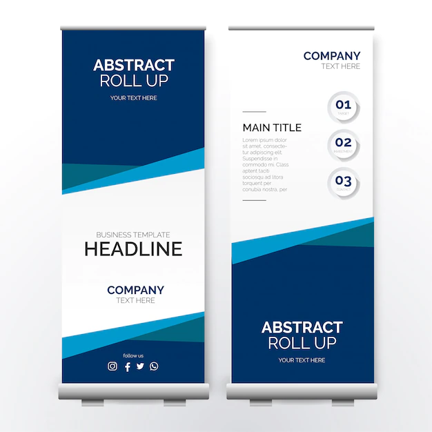Free Vector | Modern business roll up banner with paper shapes