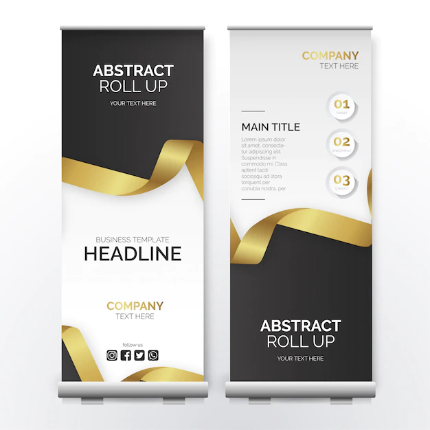 Free Vector | Modern business roll up with golden ribbon
