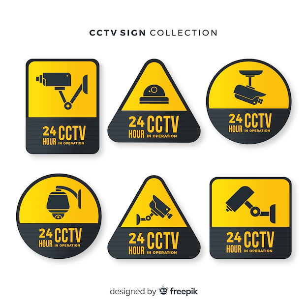 Free Vector | Modern cctv sign collection with flat design