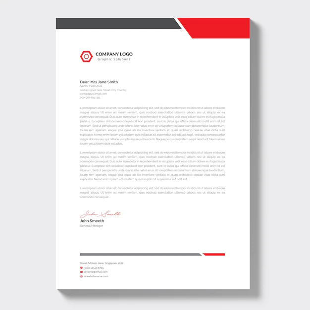 Free Vector | Modern company letterhead with red details