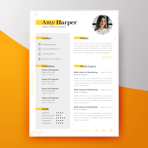 Free Vector | Modern curriculum vitae template for new employee