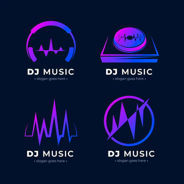 Free Vector | Modern gradient dj logo collection