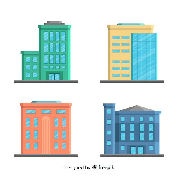 Free Vector | Modern office building collection with flat design
