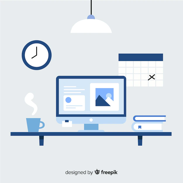 Free Vector | Modern office desk with flat design