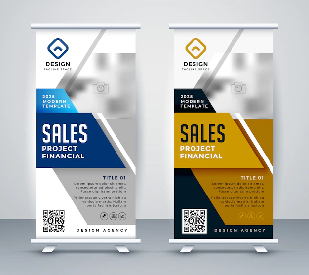 Free Vector | Modern standee rollup banner for marketing