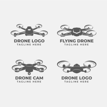 Free Vector | Monochrome flat design drone logo collection