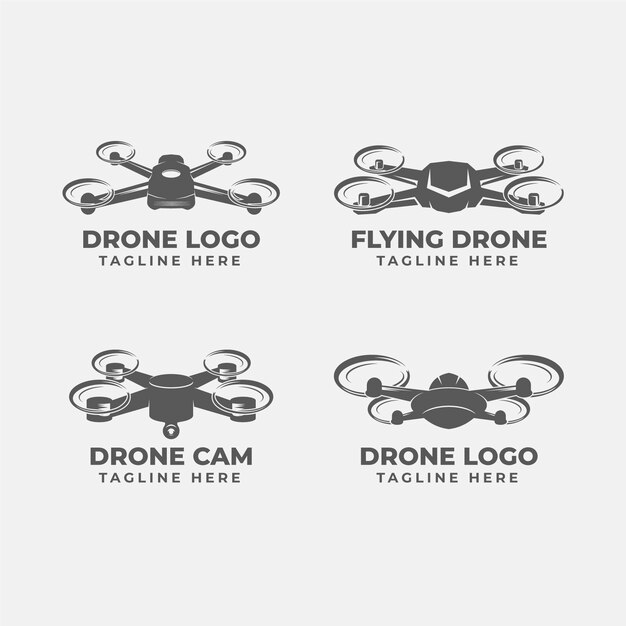 Free Vector | Monochrome flat design drone logo collection