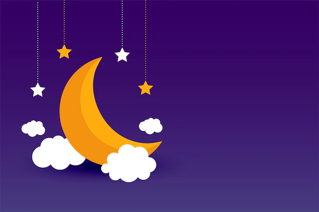 Free Vector | Moon clouds and stars purple background design