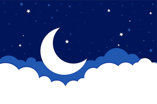 Free Vector | Moon stars and clouds background in flat style