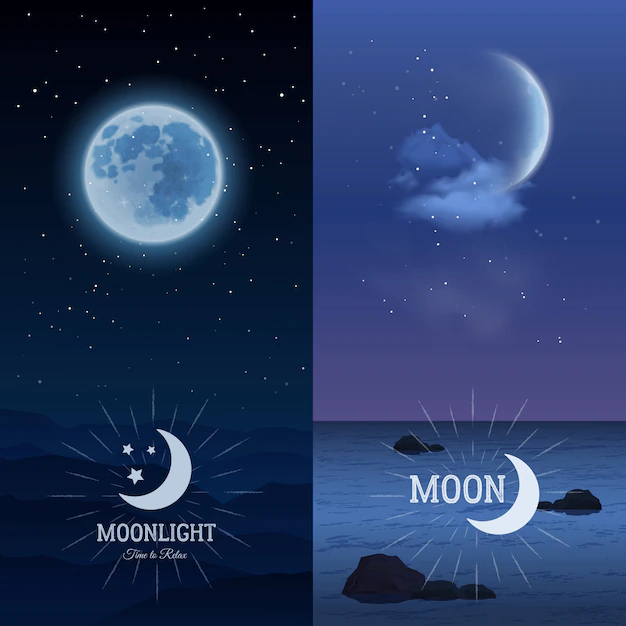 Free Vector | Moonlight banners vertical set