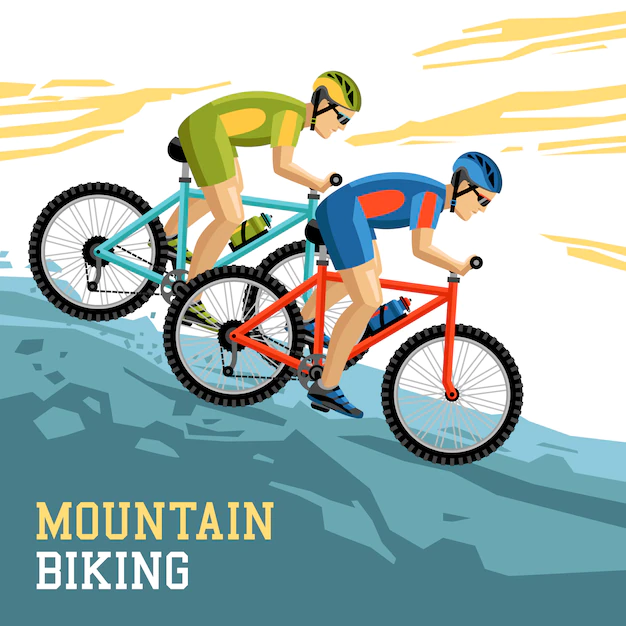 Free Vector | Mountain biking illustration