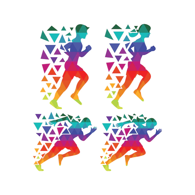 Free Vector | Multicolor running silhouette collection