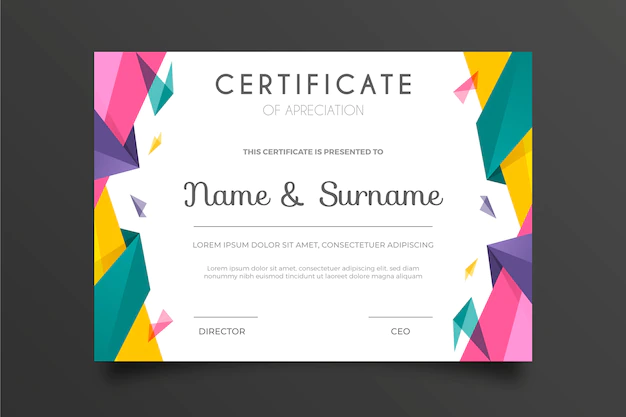 Free Vector | Multicolored abstract geometric certificate template