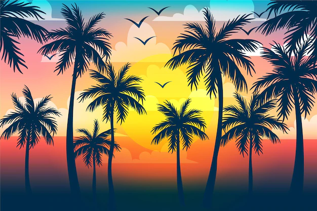 Free Vector | Multicolored palm silhouettes background