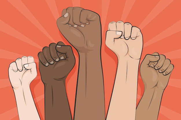 Free Vector | Multiracial raised fists