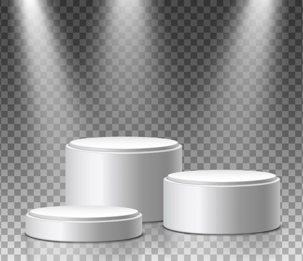 Free Vector | Museum exposition, blank product round stands