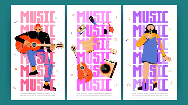 Free Vector | Music posters with singer and musician with guitar