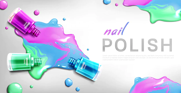 Free Vector | Nail polish 3d bottles  banner