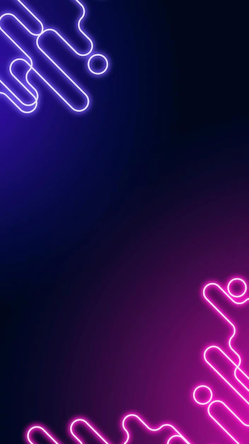 Free Vector | Neon abstract border on a dark purple social story template vector