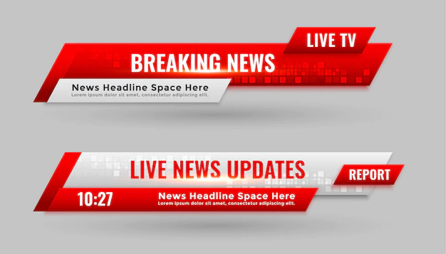 Free Vector | News lower third banners in red color