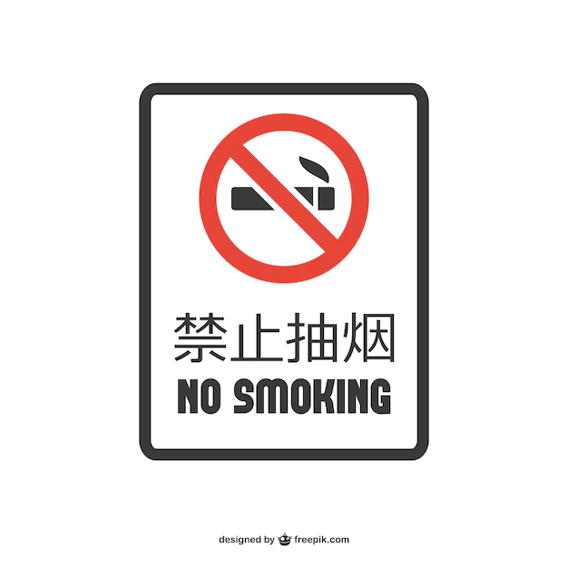 Free Vector | No smoking sign in english and chinese