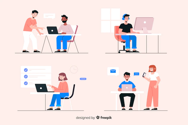 Free Vector | Office workers sitting at desks