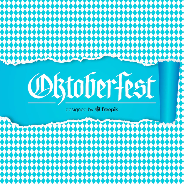 Free Vector | Oktoberfest white and blue background with ripped paper