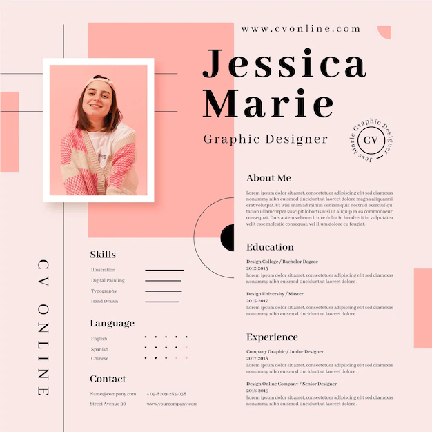 Free Vector | Online cv template with photo