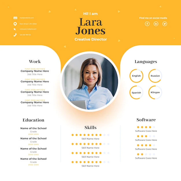 Free Vector | Online cv with photo template