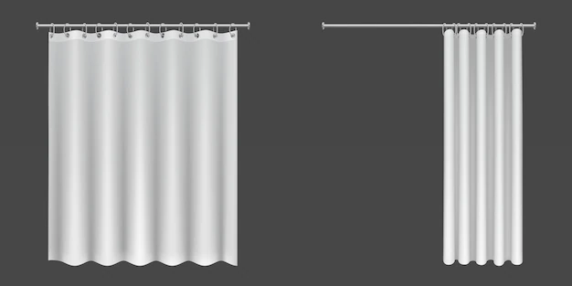 Free Vector | Open and closed white shower curtains