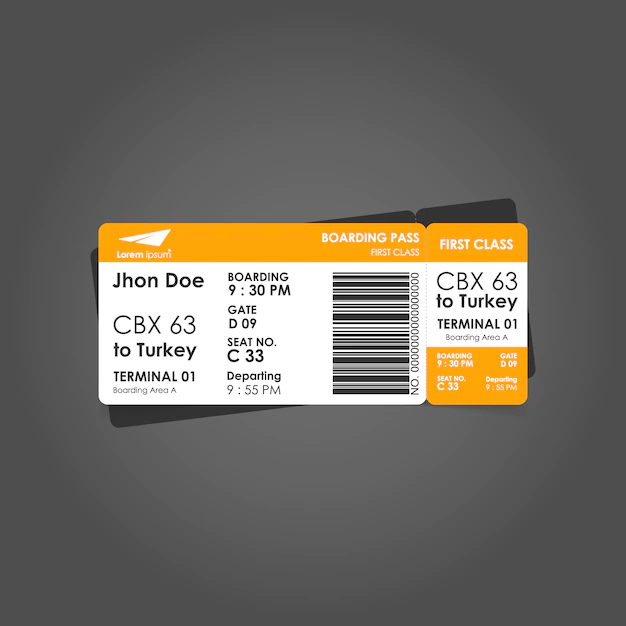 Free Vector | Orange and white  boarding pass template