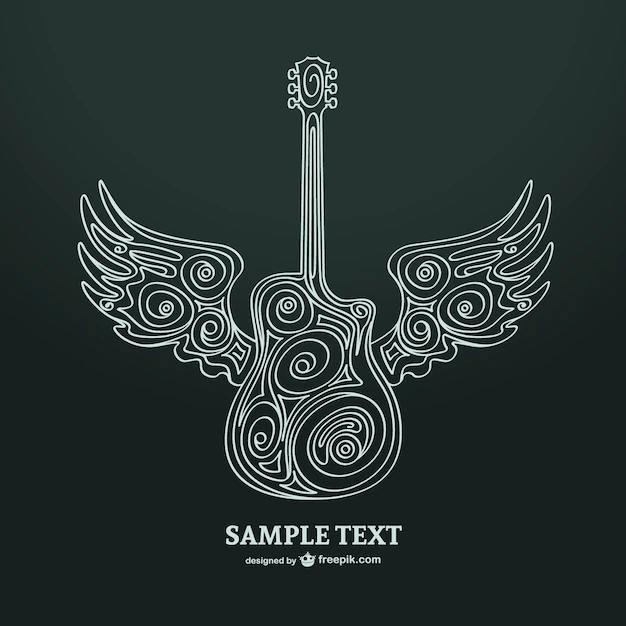 Free Vector | Ornamental guitar with wings