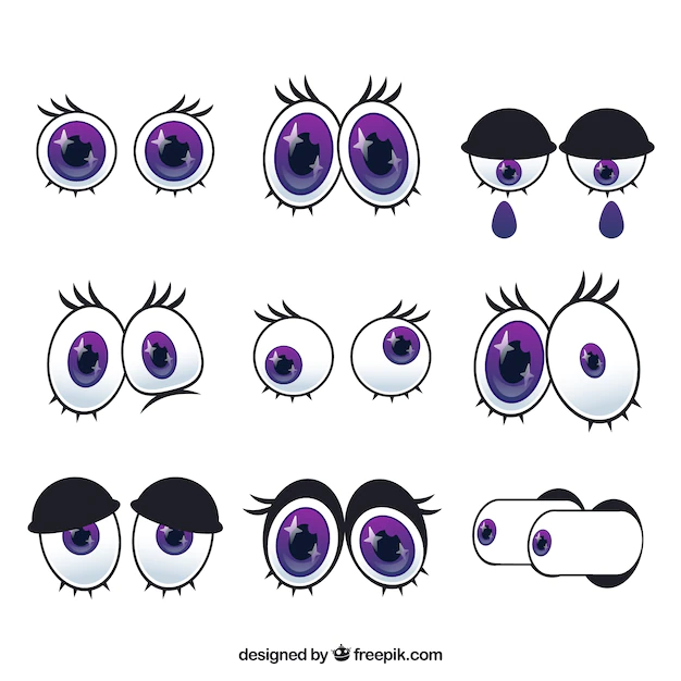 Free Vector | Pack of bright eyes cartoon characters