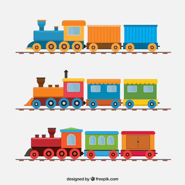 Free Vector | Pack of great trains in flat design