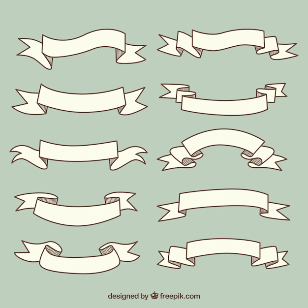 Free Vector | Pack of hand drawn vintage ribbons