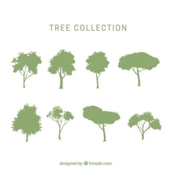 Free Vector | Pack of trees with silhouette