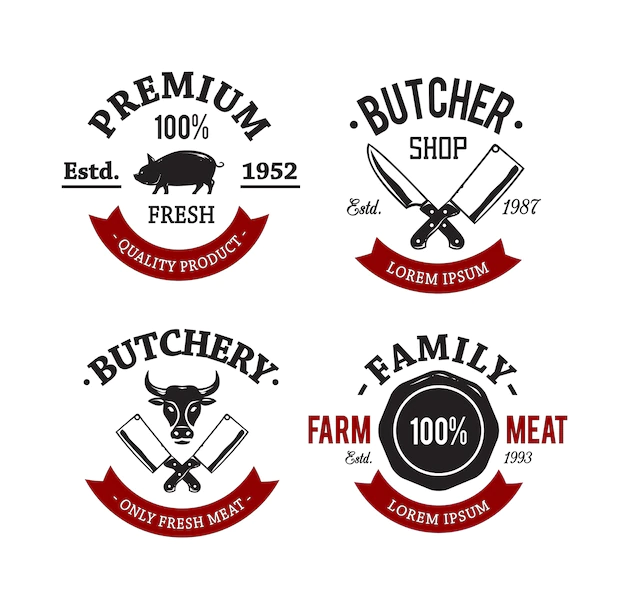 Free Vector | Pack of vintage butcher shop badges