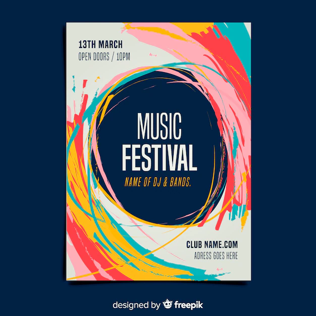 Free Vector | Paint music festival poster template