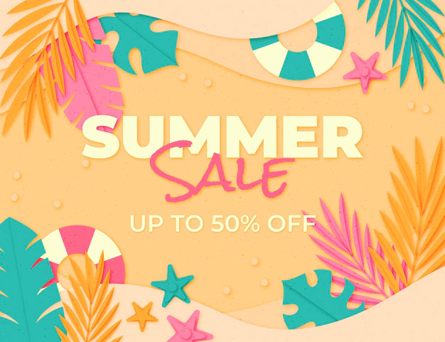 Free Vector | Paper style summer sale illustration